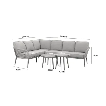 Monaco Rope Weave Large Corner - Pair of Round Coffee Tables