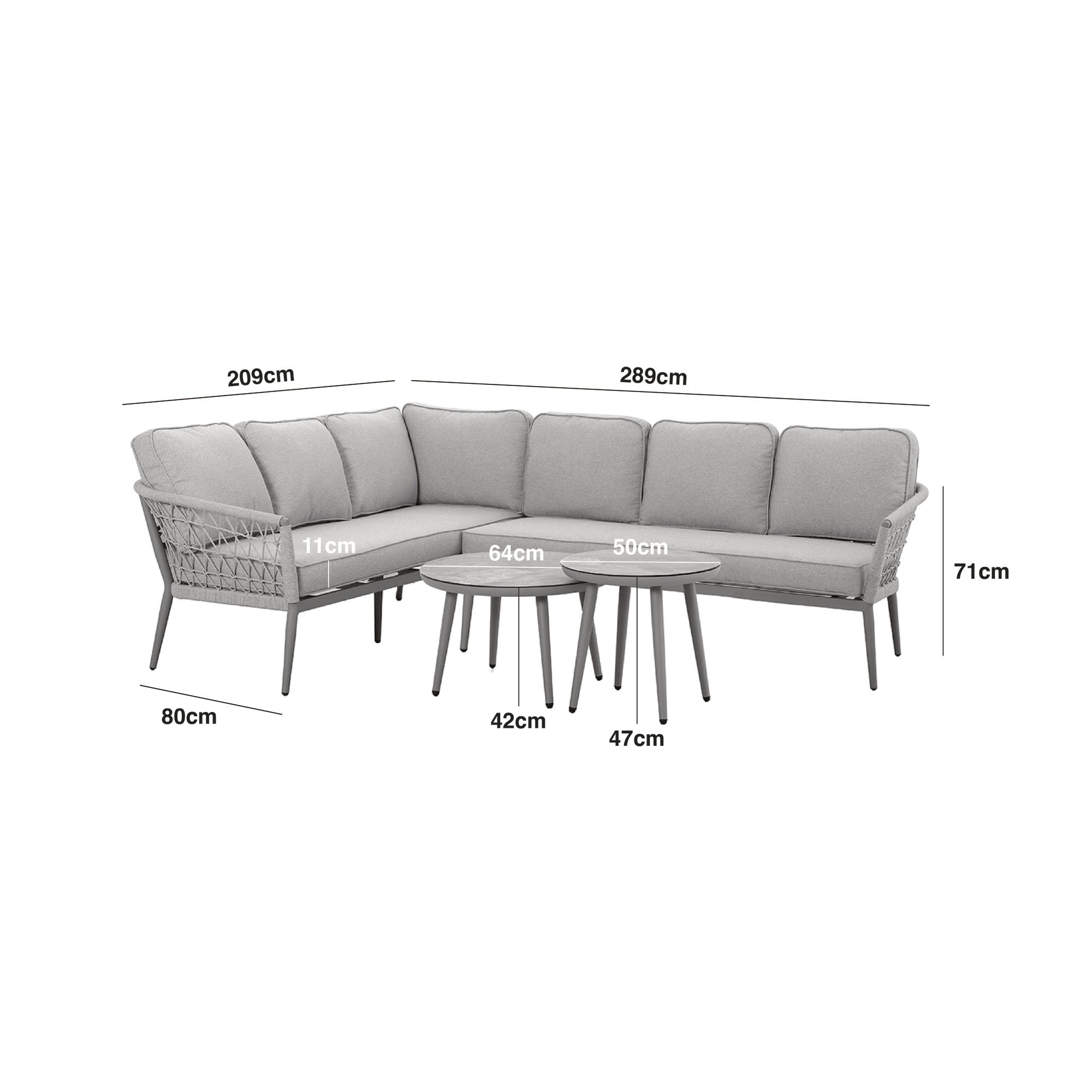Monaco Rope Weave Large Corner - Pair of Round Coffee Tables