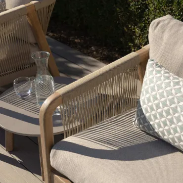 Martinique Rope Weave Lounge Set & Round Coffee Table