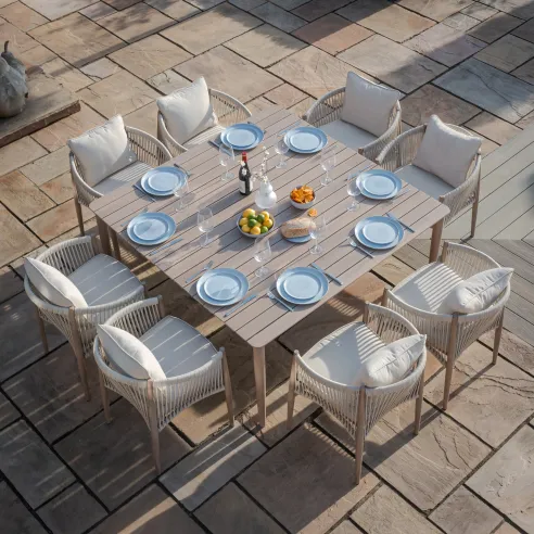 Havana Rope Weave 8 Seat Square Dining Set - 15 Havana Rope Weave 8 Seat Square Dining Set - 15