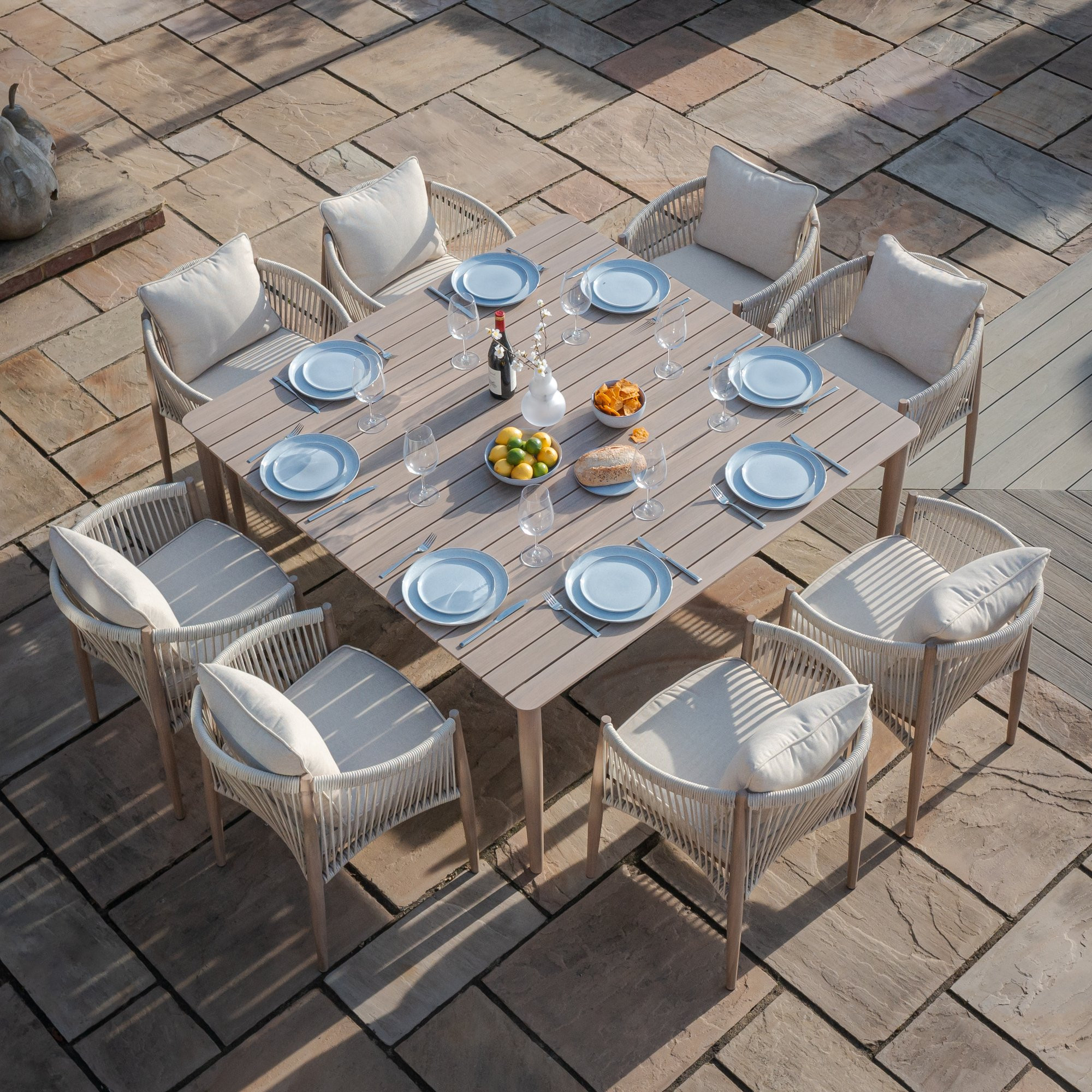 Havana Rope Weave 8 Seat Square Dining Set
