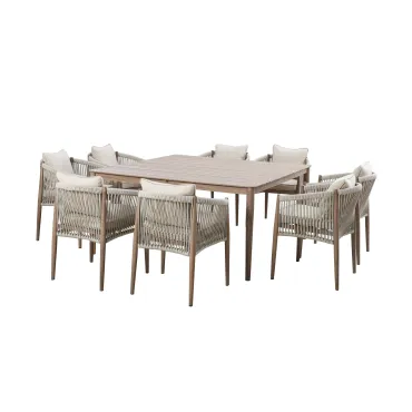 Havana Rope Weave 8 Seat Square Dining Set
