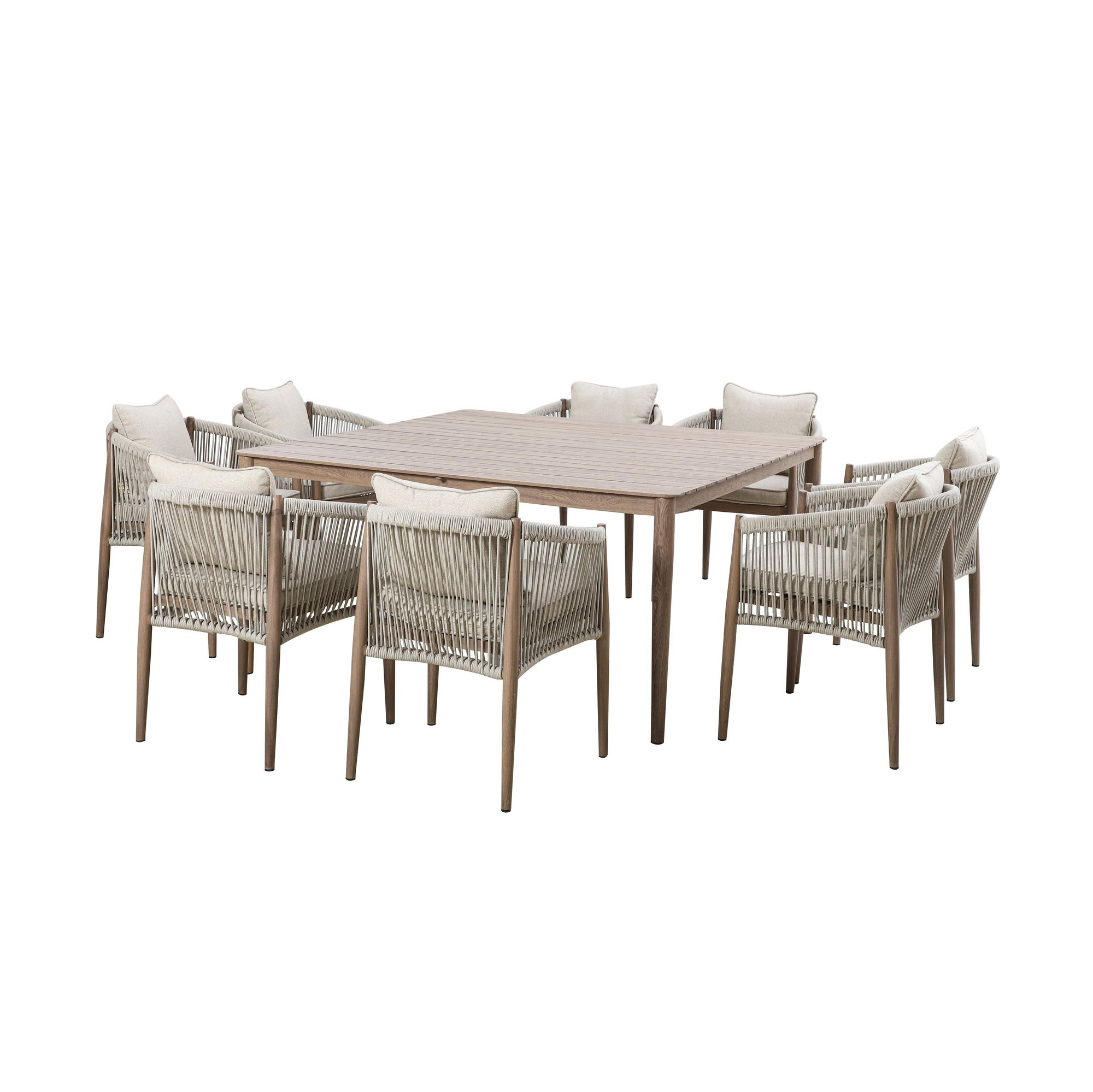 Havana Rope Weave 8 Seat Square Dining Set