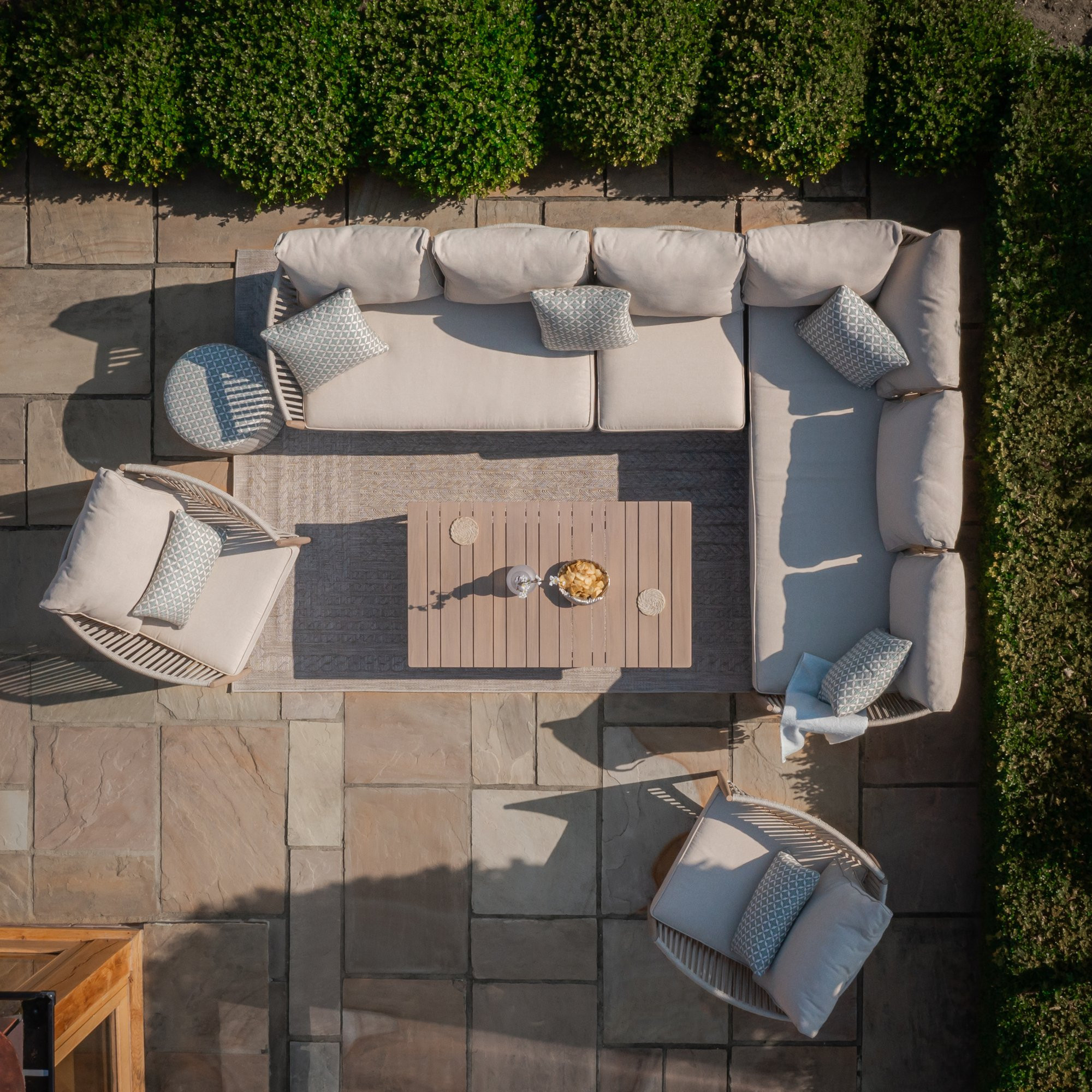 Havana Rope Weave Large Corner Sofa & 2 Armchairs