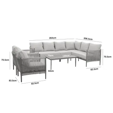 Havana Rope Weave Large Corner Sofa & 2 Armchairs