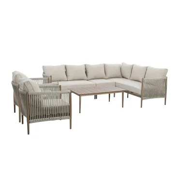 Havana Rope Weave Large Corner Sofa Set with Rectangular Coffee Table & 2 Armchairs  - 15