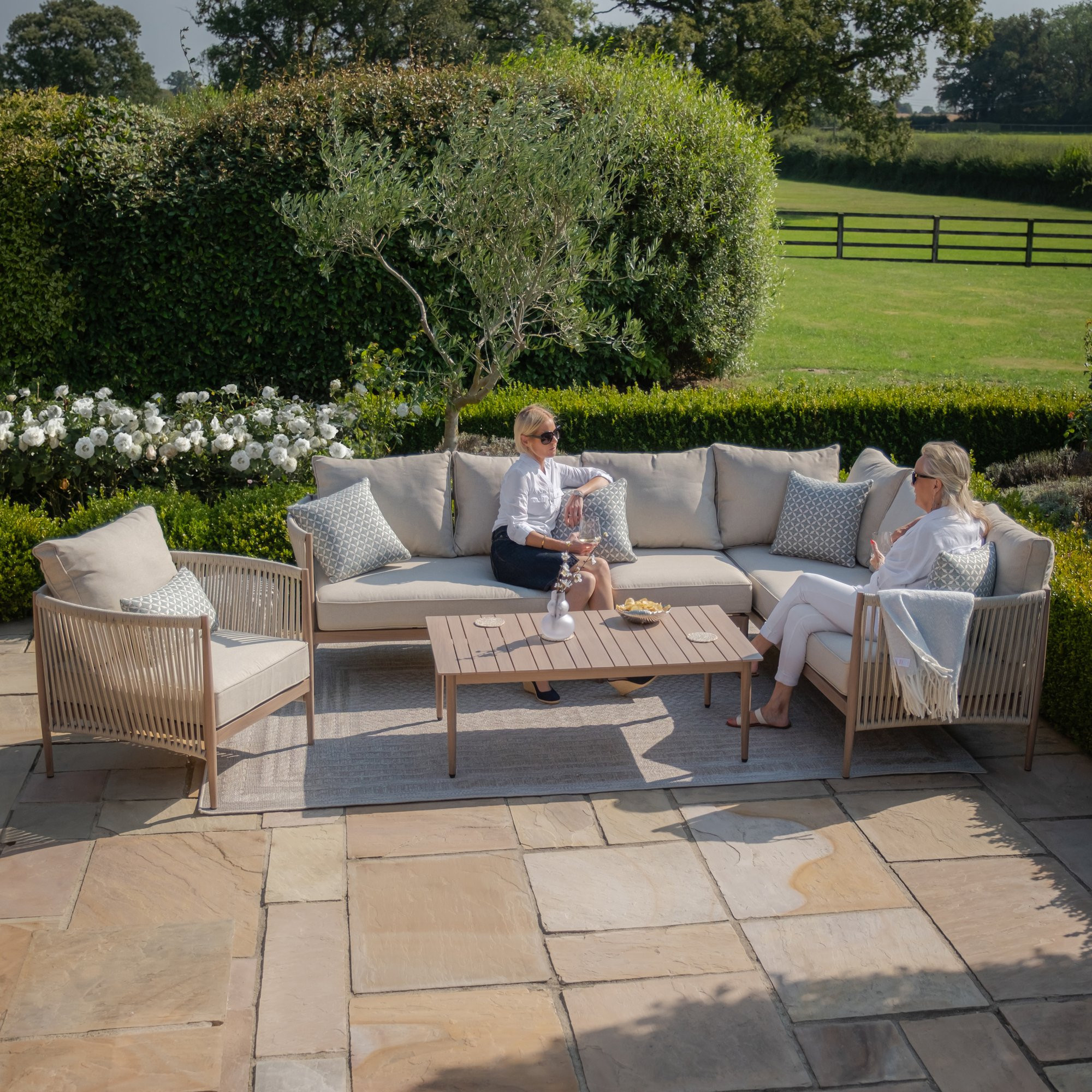 Havana Rope Weave Large Corner Sofa & Armchair