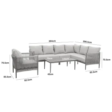 Havana Rope Weave Large Corner Sofa & Armchair