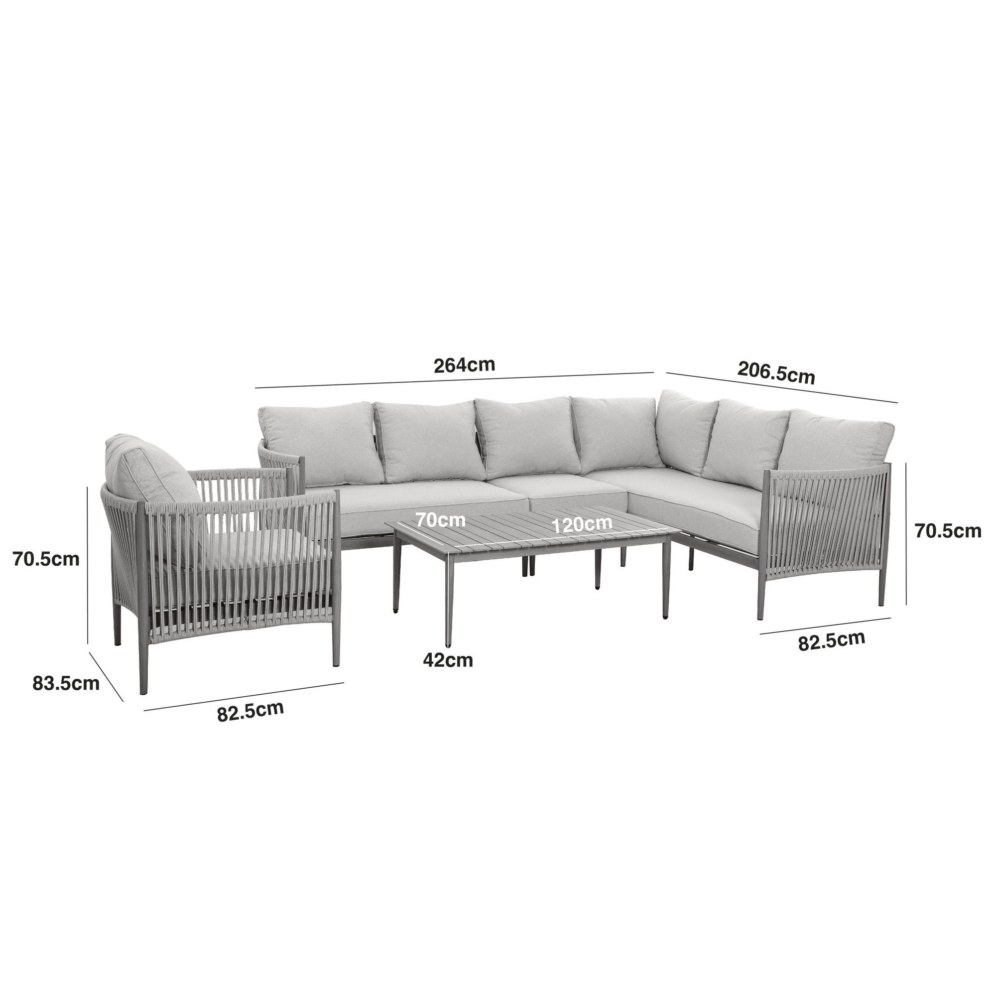 Havana Rope Weave Large Corner Sofa & Armchair