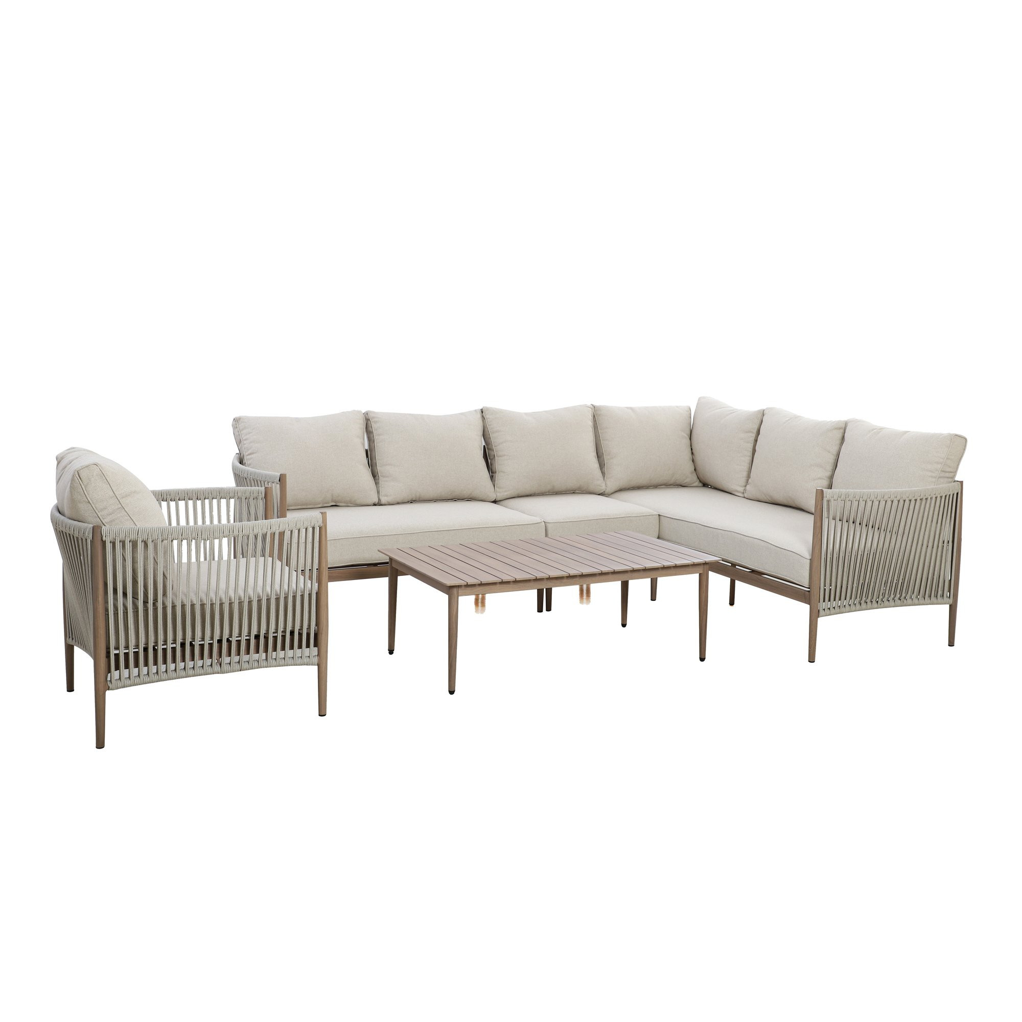 Havana Rope Weave Large Corner Sofa & Armchair