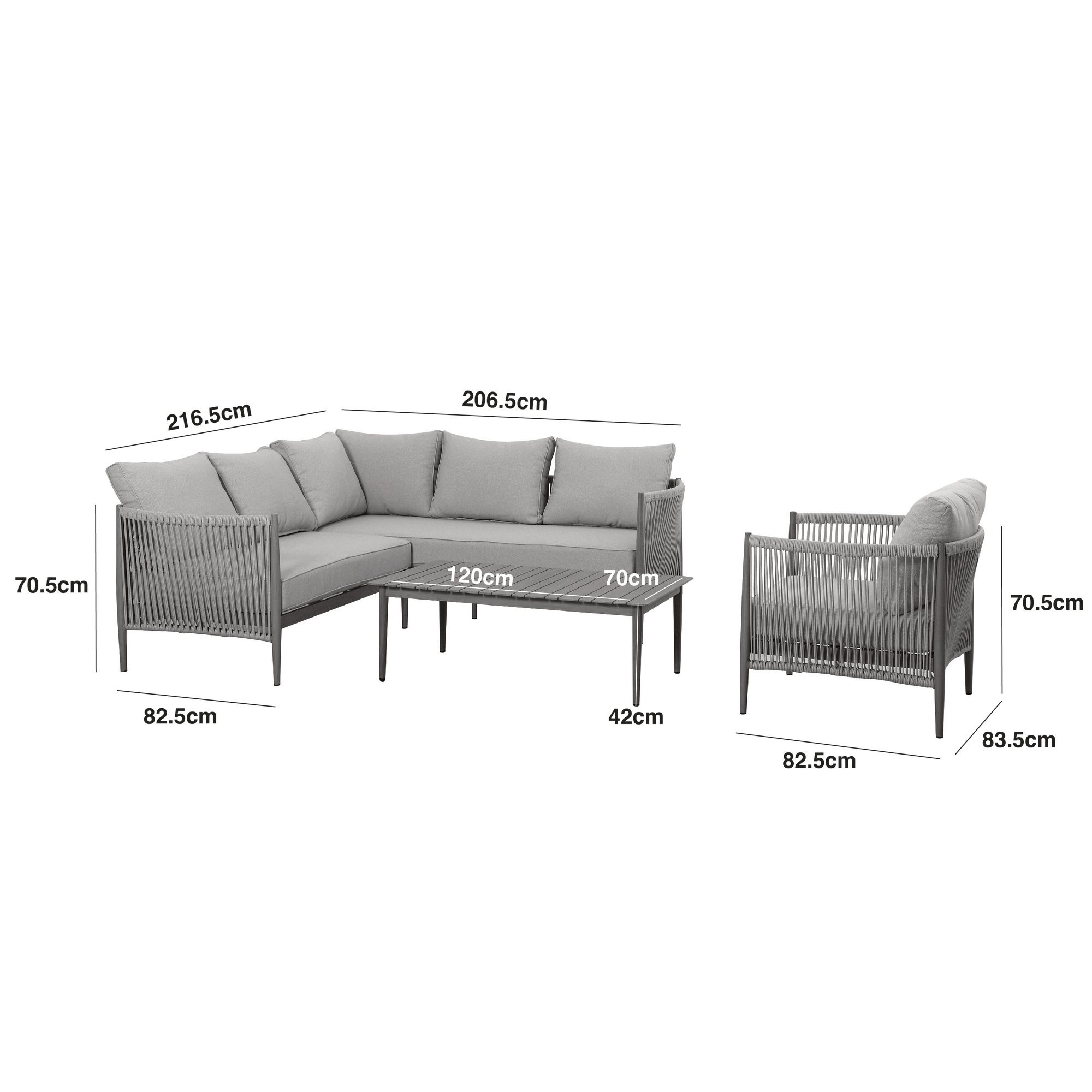 Havana Rope Weave Small Corner Sofa & Armchair