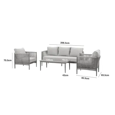 Havana 3 Seat Sofa Set with Rectangular Coffee Table  - 3