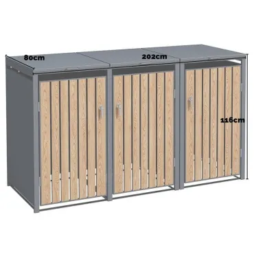 Storage Boxes Galvanized Steel Wheelie Bin Cover | Triple