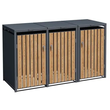 Storage Boxes Galvanized Steel Wheelie Bin Cover | Triple