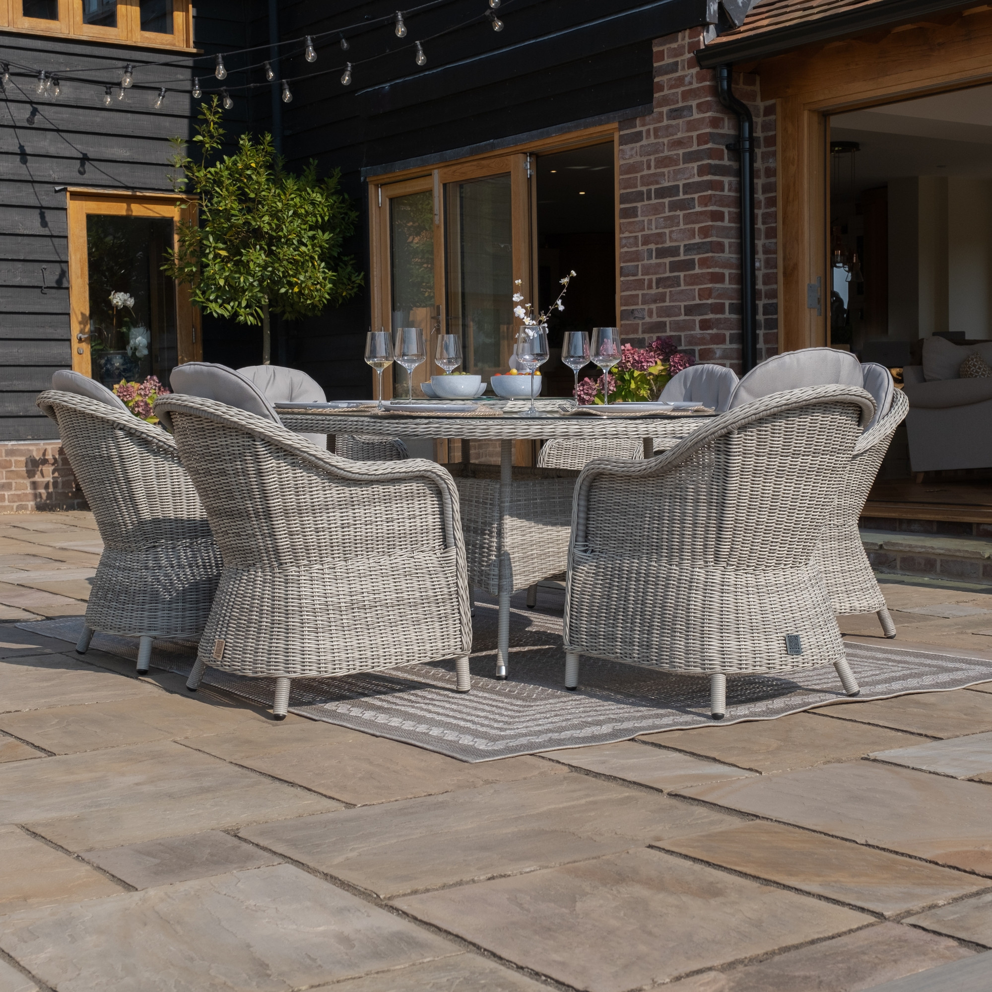 Oxford 6 Seat Oval Dining Chairs & Lazy Susan