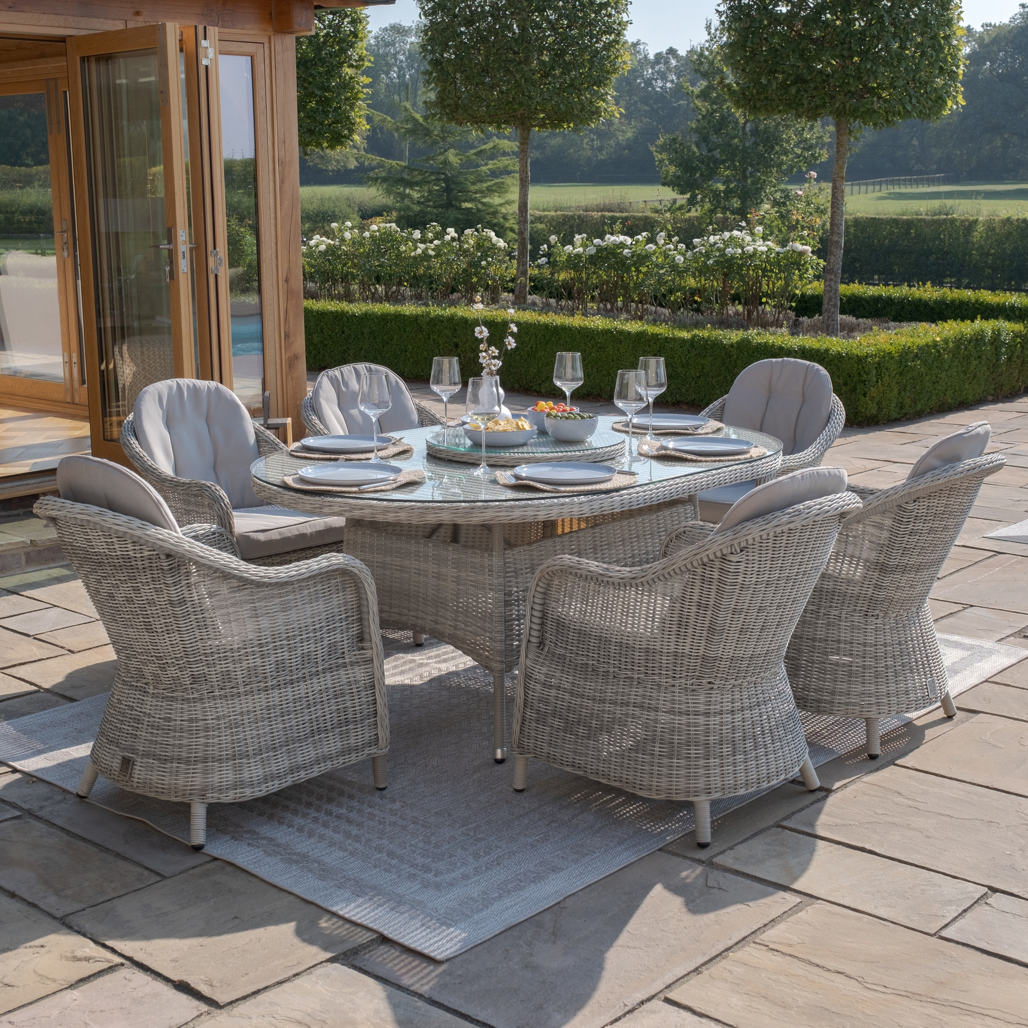 Oxford 6 Seat Oval Dining Chairs & Lazy Susan