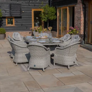 Oxford 8 Seat Oval Dining Chairs & Lazy Susan