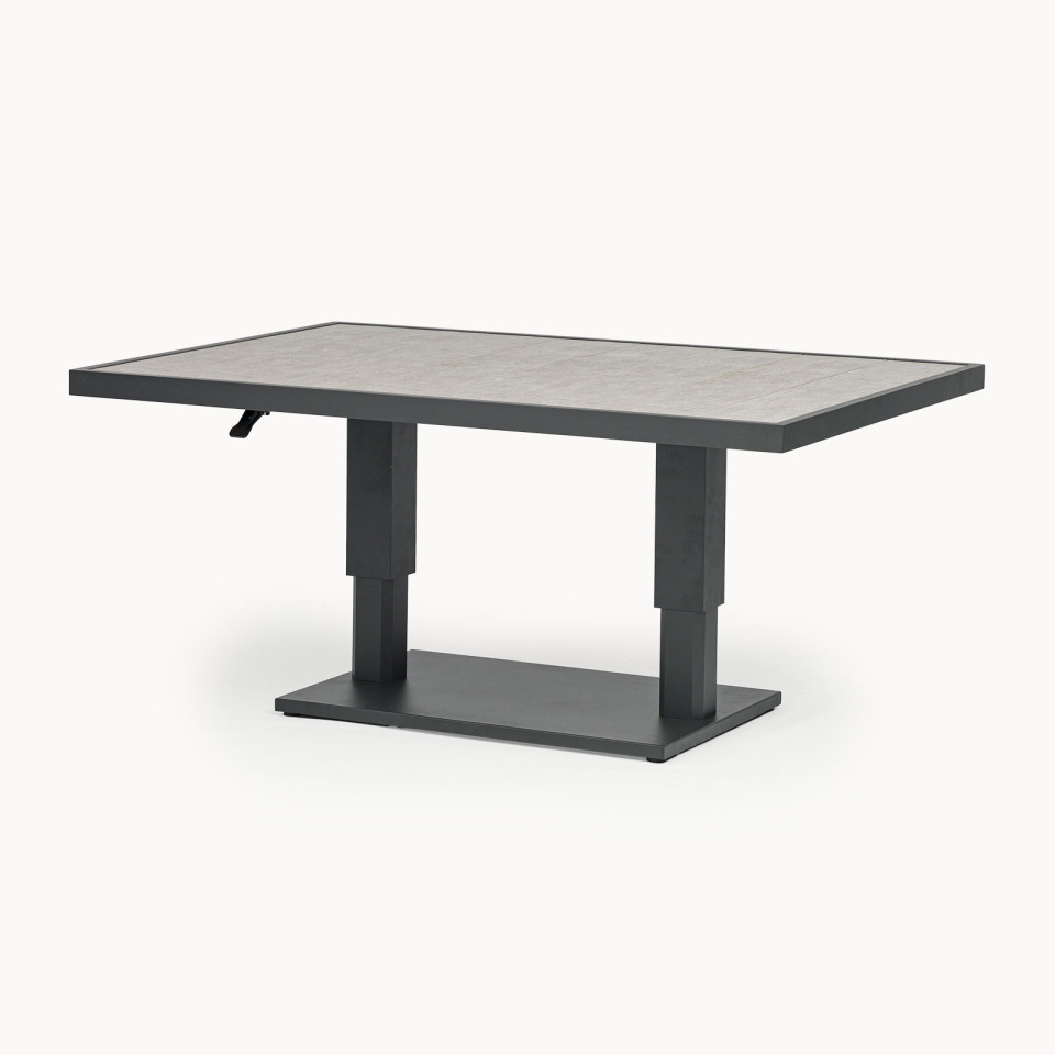 Emerson L-Shaped Aluminium Dining with Bench & Rising Table
