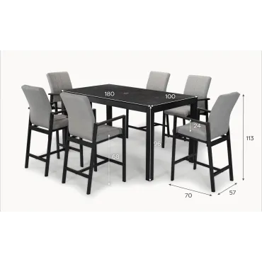 Ralph 6 Seat Fabric Aluminium High Dining