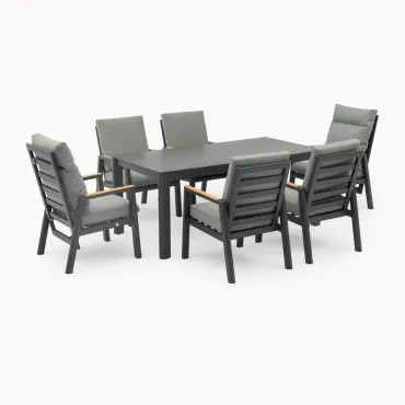 Isaac 6 Seat Aluminium Wood Dining