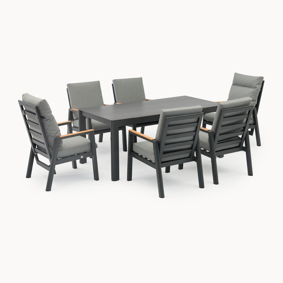 Isaac 6 Seat Aluminium Wood Dining