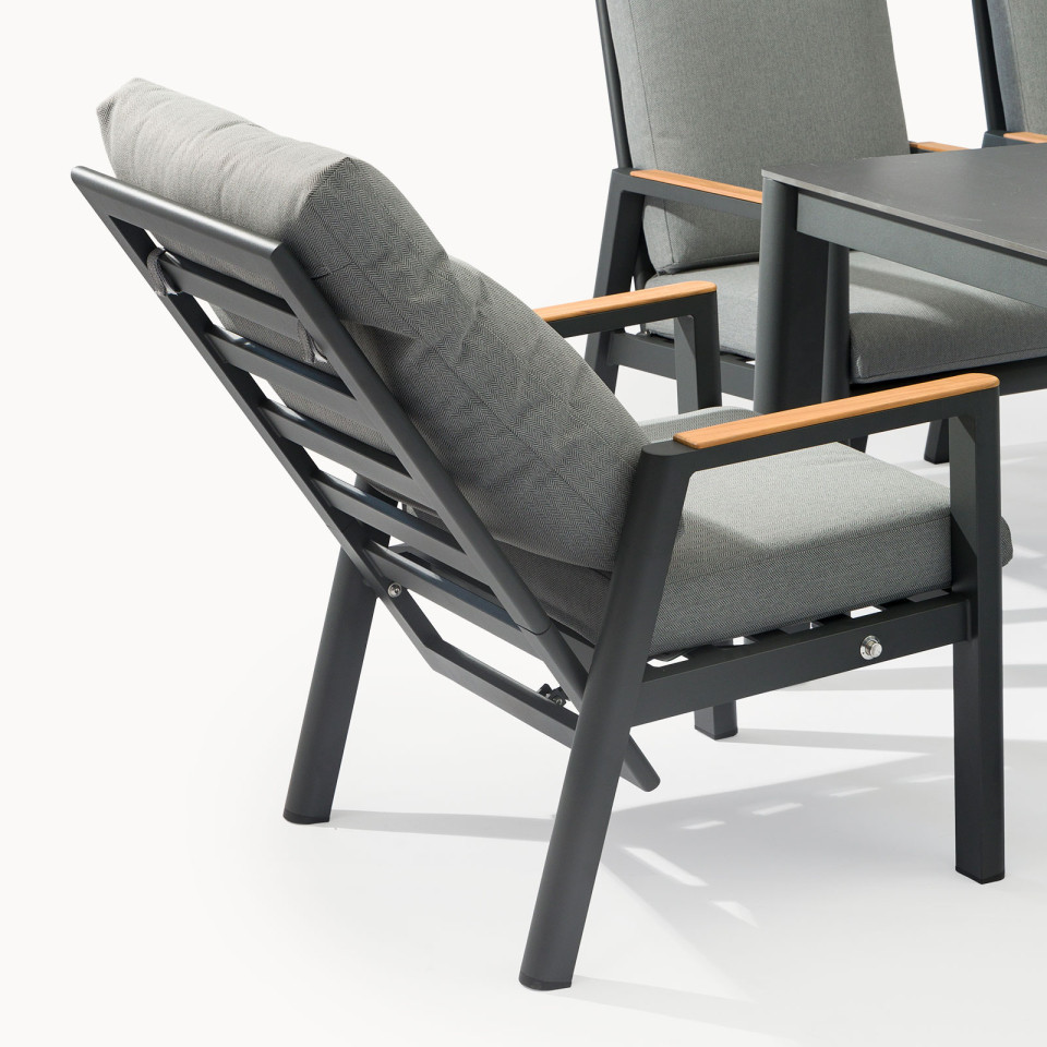 Isaac 6 Seat Aluminium Wood Dining