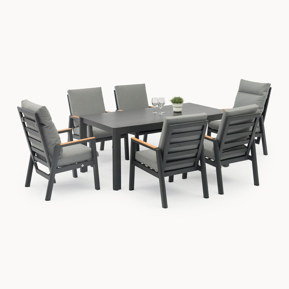 Isaac 6 Seat Aluminium Wood Dining