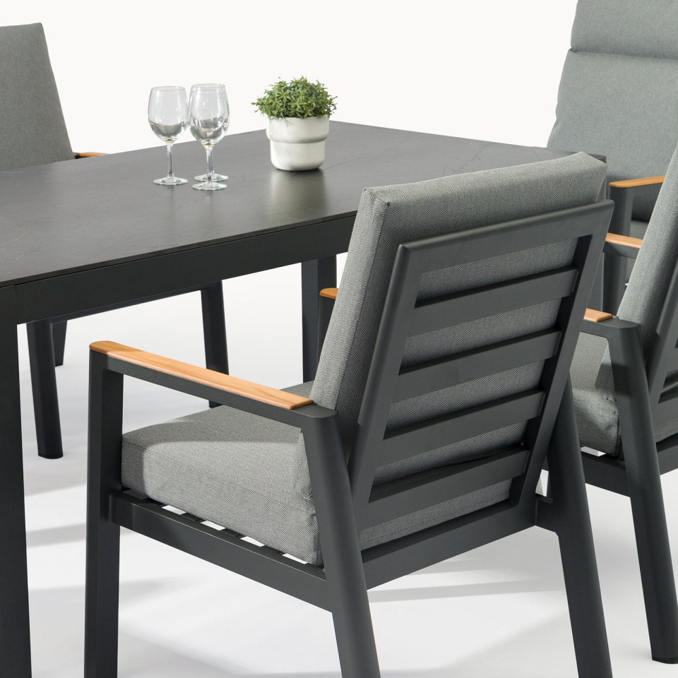 Isaac 6 Seat Aluminium Wood Dining