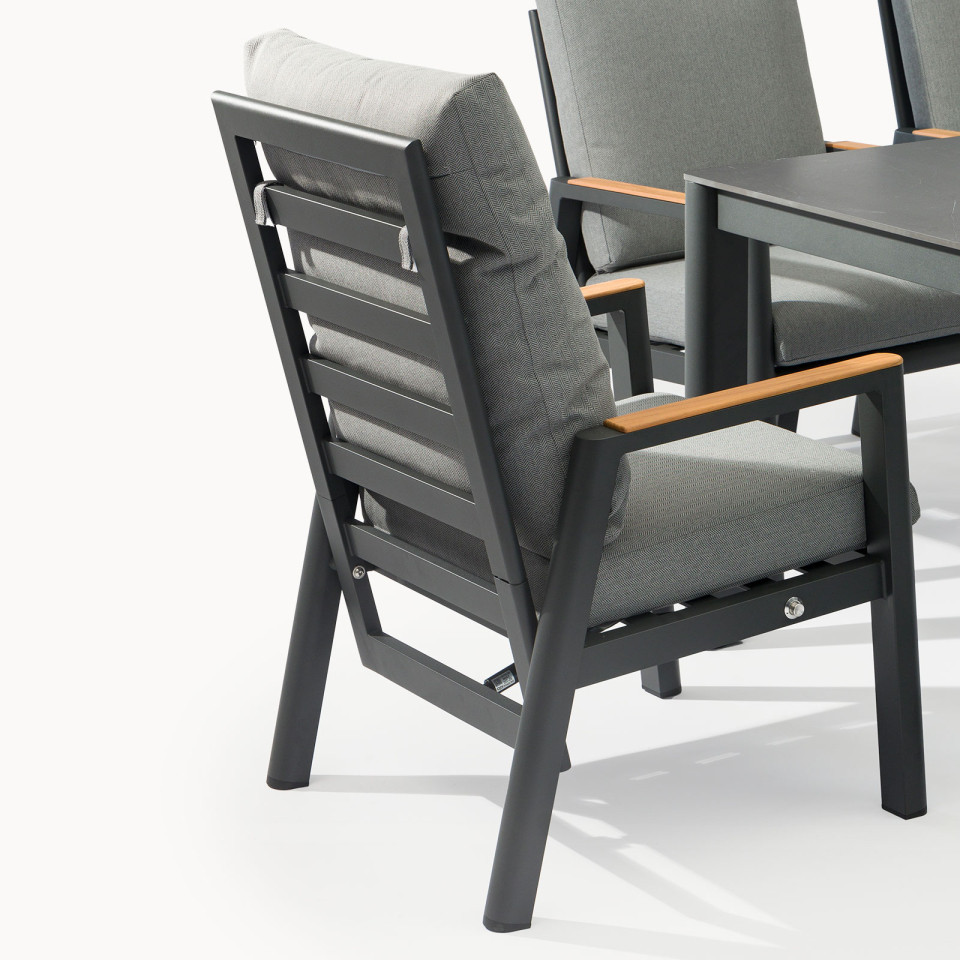 Isaac 6 Seat Aluminium Wood Dining