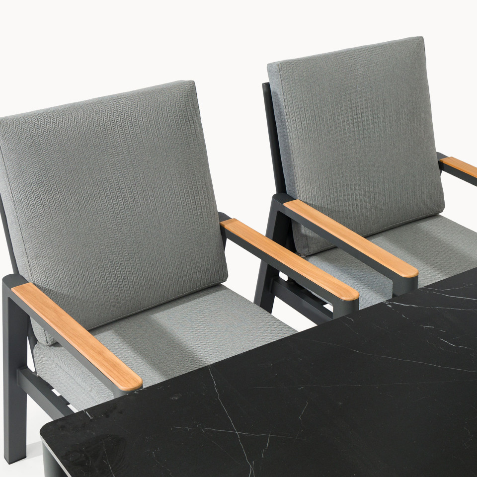 Isaac 6 Seat Aluminium Wood Dining