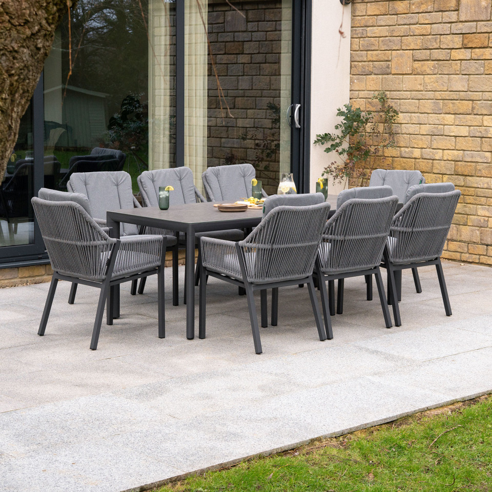Darcey 8 Seat Rope Aluminium Dining Set