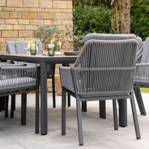 Darcey 8 Seat Rope Aluminium Dining Set - Rectangular Table in Heron Grey  - 1