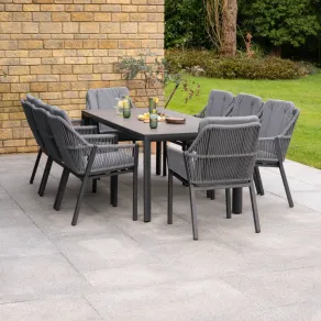 Darcey 8 Seat Rope Aluminium Dining Set