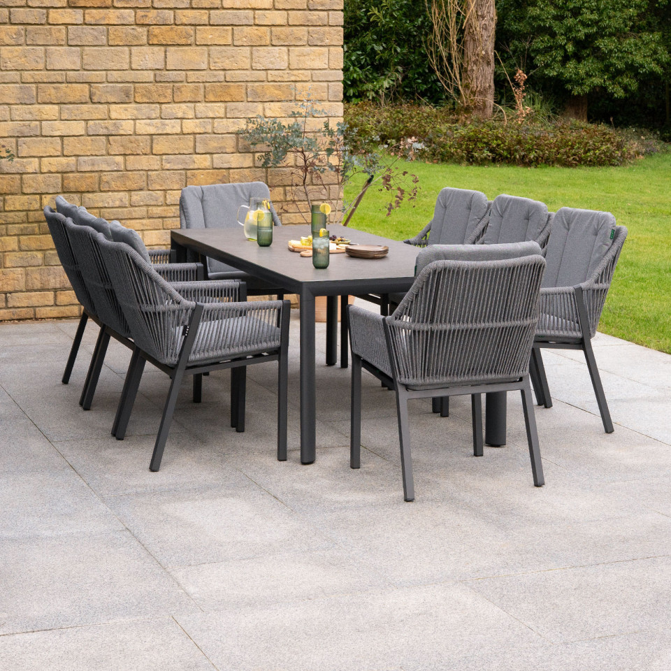 Darcey 8 Seat Rope Aluminium Dining Set