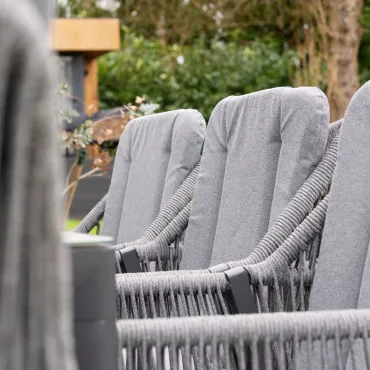 Darcey 8 Seat Rope Aluminium Dining Set - Rectangular Table in Heron Grey  - 4