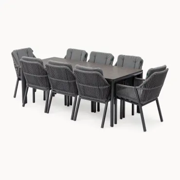 Darcey 8 Seat Rope Aluminium Dining Set