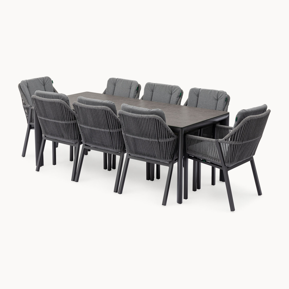 Darcey 8 Seat Rope Aluminium Dining Set