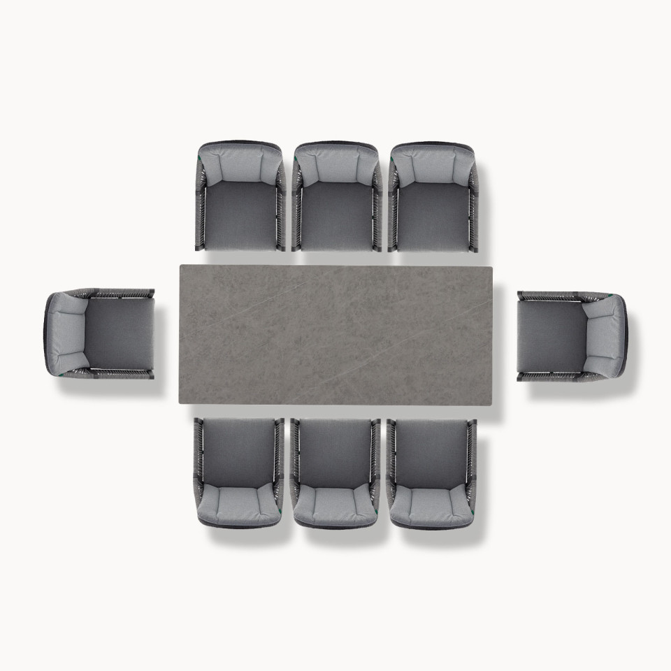 Darcey 8 Seat Rope Aluminium Dining Set