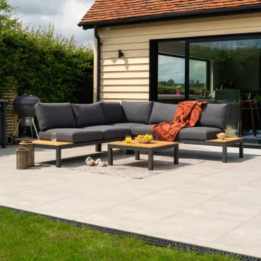 Bella Aluminium Wood Corner Sofa Set