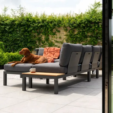 Bella Aluminium Wood Corner Sofa Set in Graphite Grey  - 2