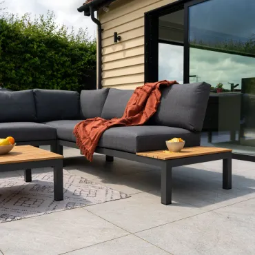 Bella Aluminium Wood Corner Sofa Set
