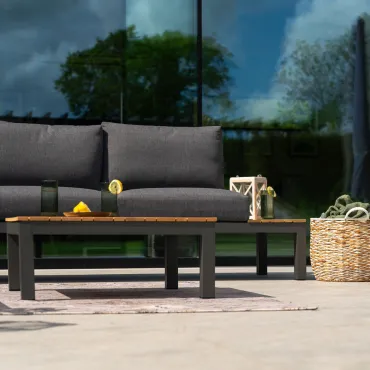 Bella Aluminium Wood Corner Sofa Set in Graphite Grey  - 5