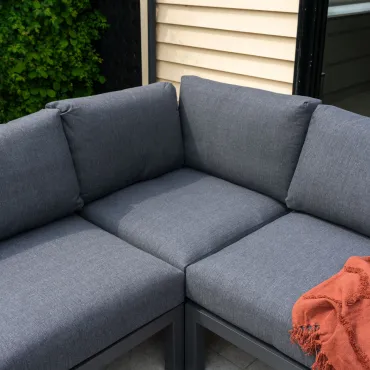 Bella Aluminium Wood Corner Sofa Set