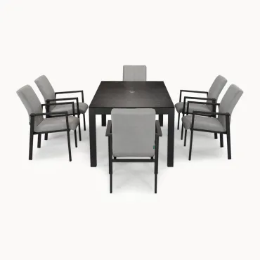 Ralph 6 Seat All Weather Fabric Aluminium Dining Set - Rectangular Table in Ash Grey Ralph 6 Seat All Weather Fabric Aluminium Dining Set - Rectangular Table in Ash Grey