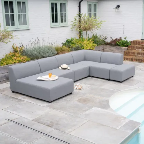 Casey All Weather Fabric Aluminium Large Corner Sofa Lounging Set