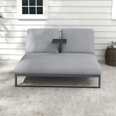Dani All Weather Fabric Aluminium Double Sun Lounger  - 5