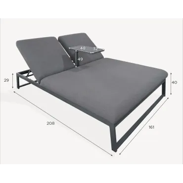 Dani All Weather Fabric Aluminium Double Sun Lounger  - 10