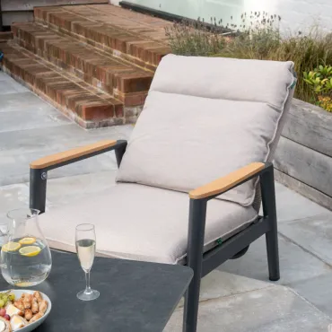 Parker 2 Seater Aluminium Rope Reclining Lounge Dining Set with 2 Armchairs - Adjustable Rising Table  - 5