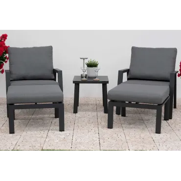 Zara 5pc Lounging Set & Square Side Table - Grey