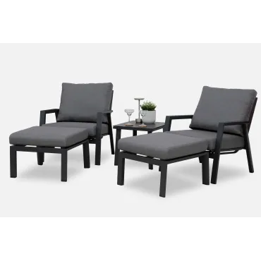 Zara 5pc Lounging Set & Square Side Table - Grey